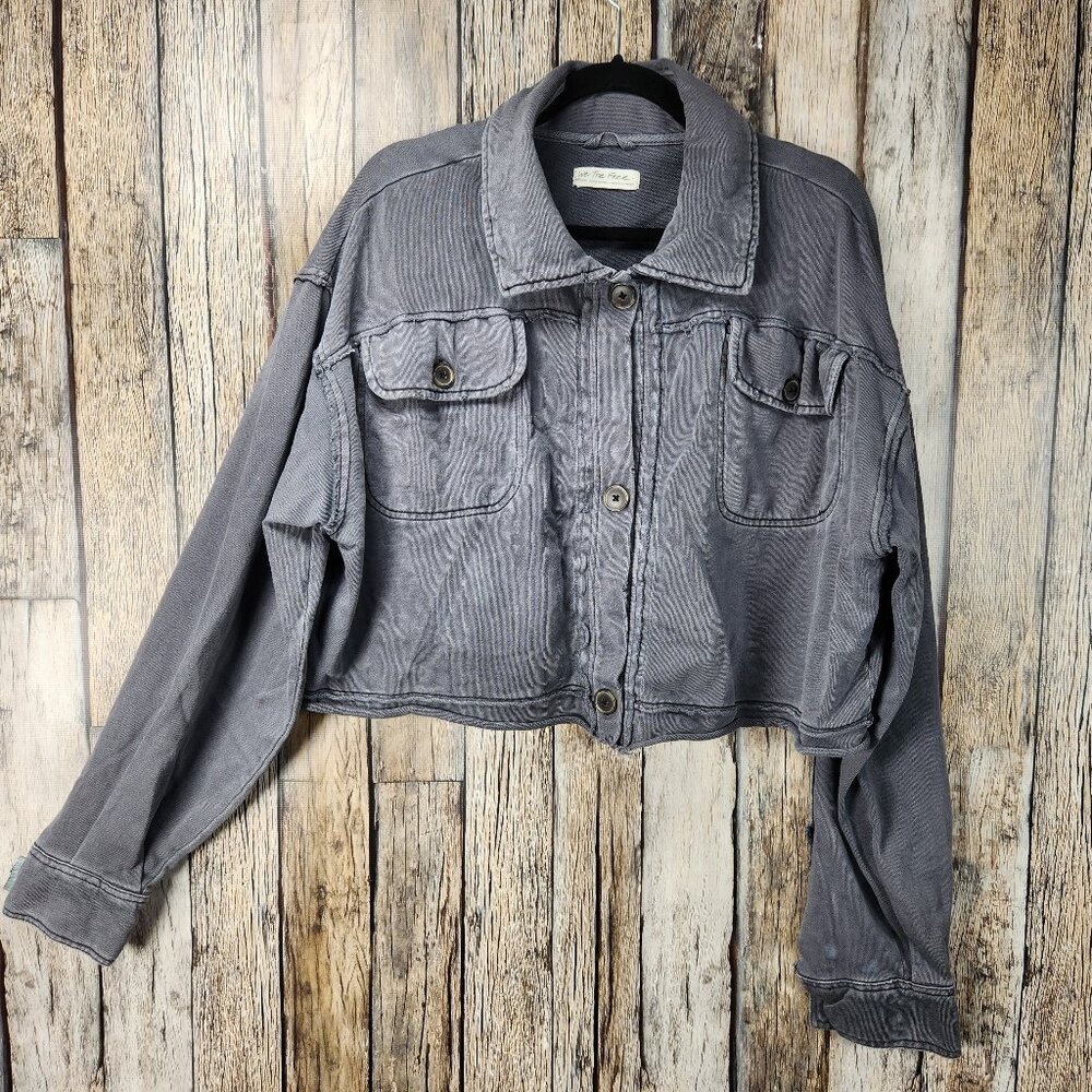 Free People SATURDAY Cropped Shirt Jacket - M - Picture 3 of 12